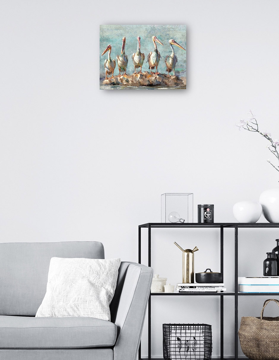 Cuadro decorativo Pausa pelícano técnica mixta Aves silvestres 7