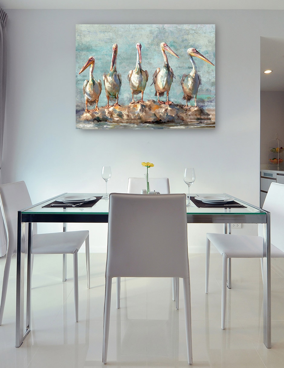 Cuadro decorativo Pausa pelícano técnica mixta Aves silvestres 8