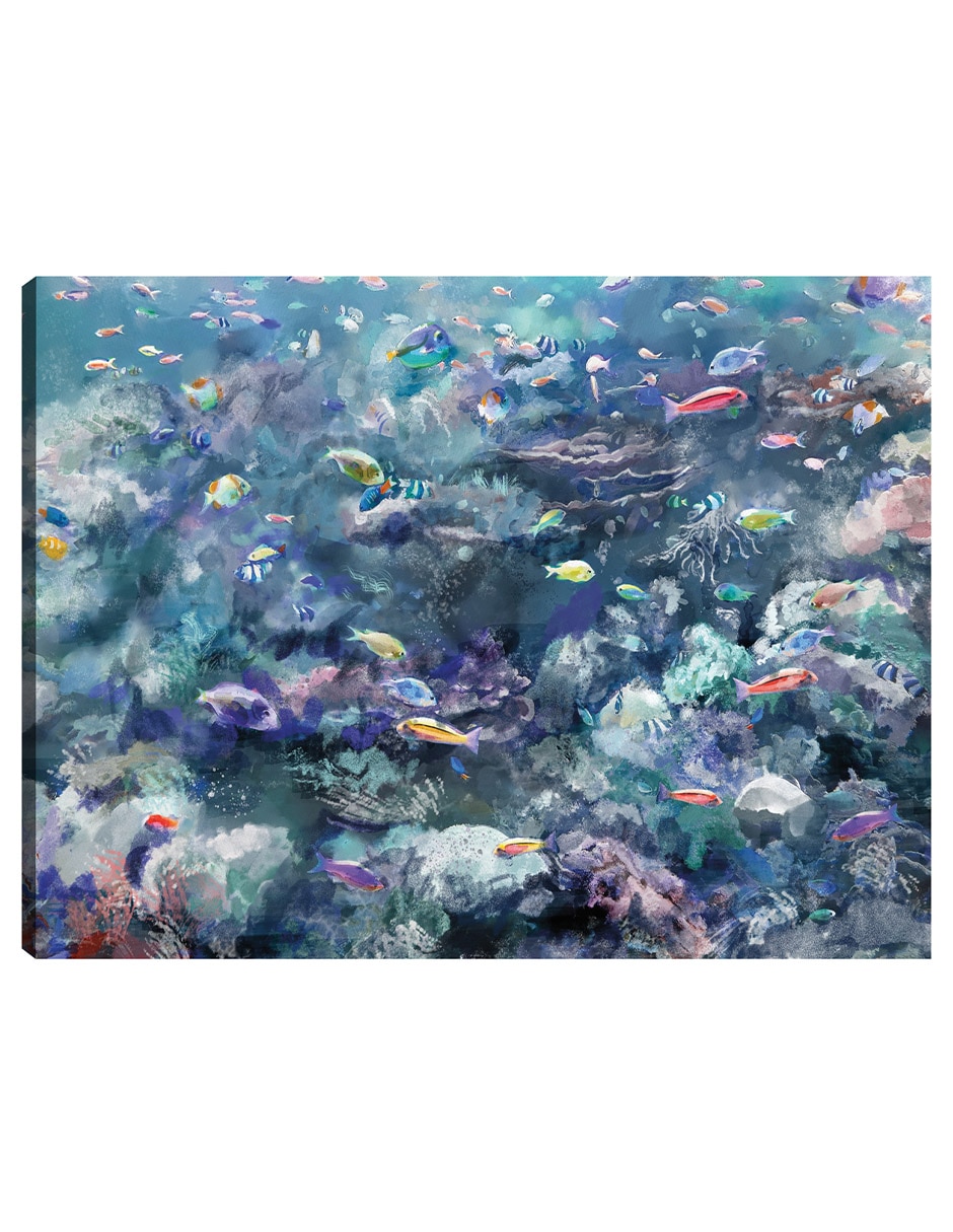 Cuadro decorativo Colores submarinos I técnica mixta Criaturas marinas Cuadro decorativo Colores submarinos I técnica mixta Criaturas marinas