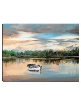 Cuadro decorativo Bote de remos junto al lago técnica mixta Lagos Cuadro decorativo Bote de remos junto al lago técnica mixta Lagos