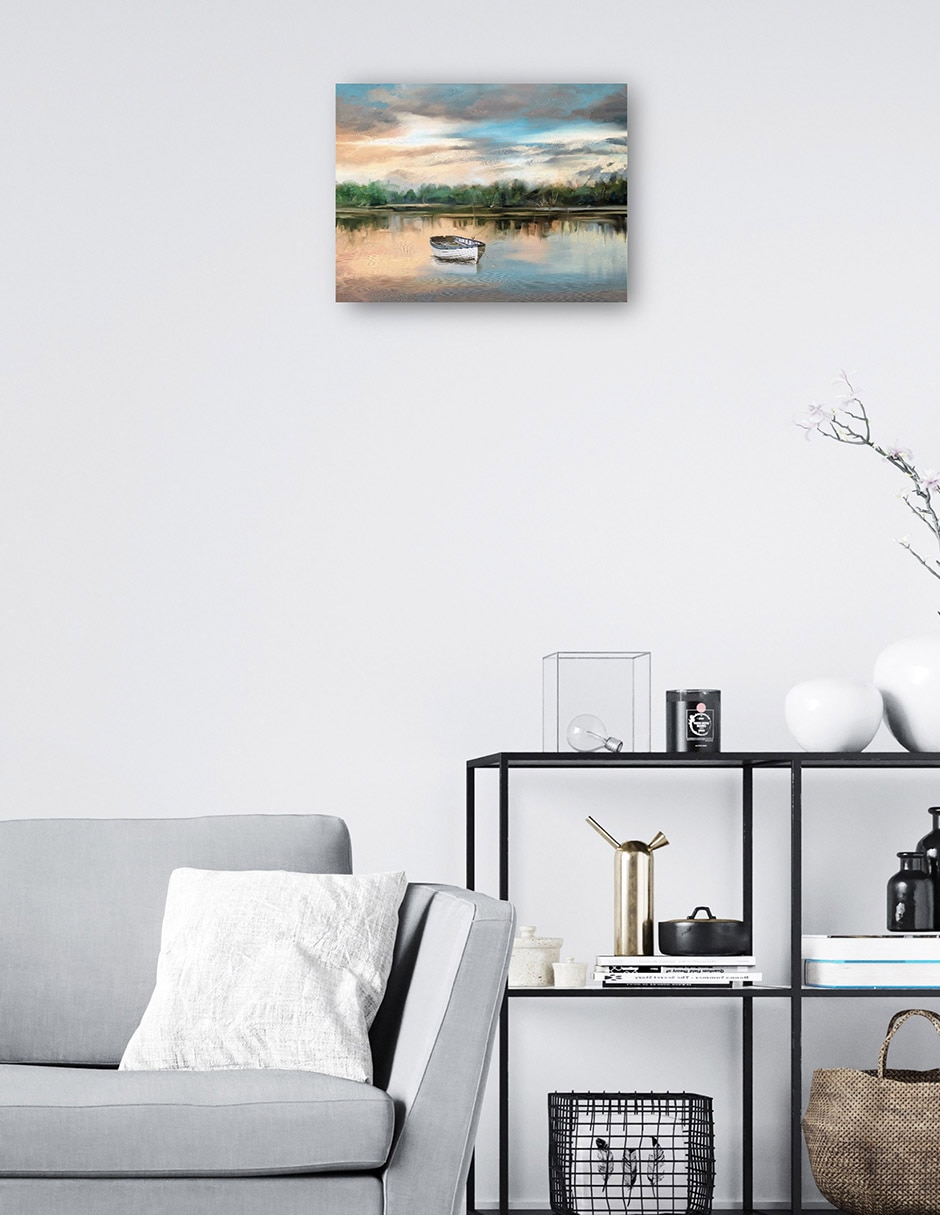 Cuadro decorativo Bote de remos junto al lago técnica mixta Lagos 5