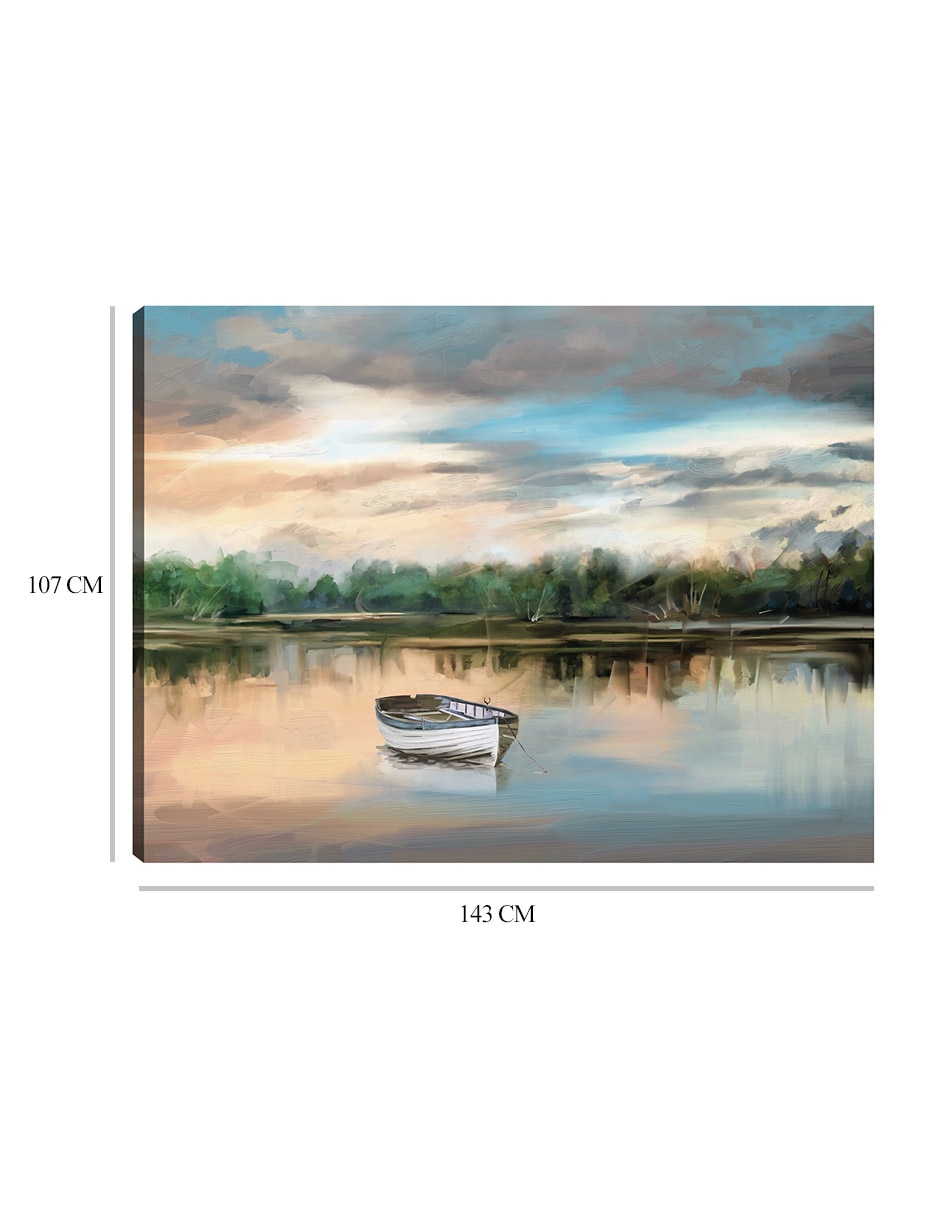 Cuadro decorativo Bote de remos junto al lago técnica mixta Lagos 9