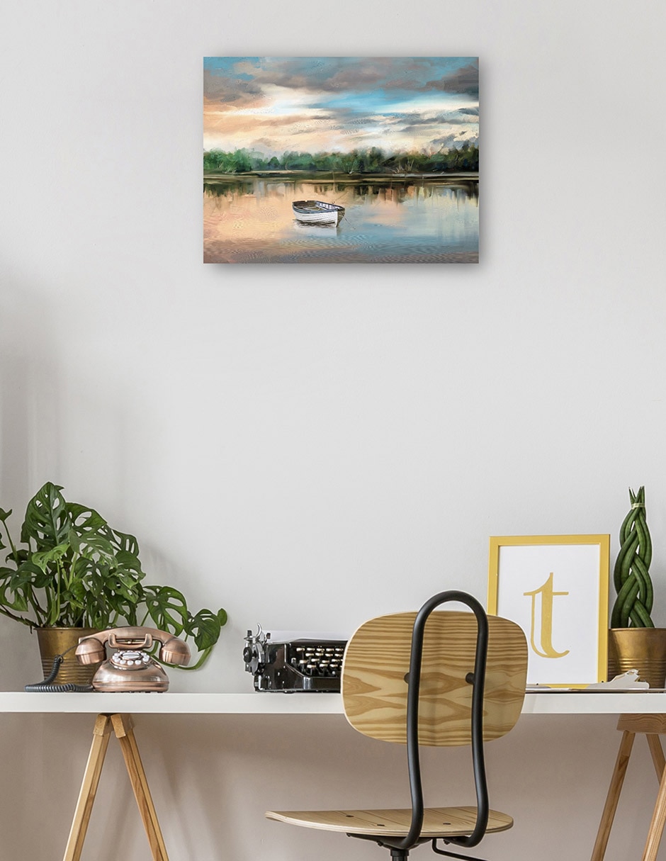 Cuadro decorativo Bote de remos junto al lago técnica mixta Lagos 3