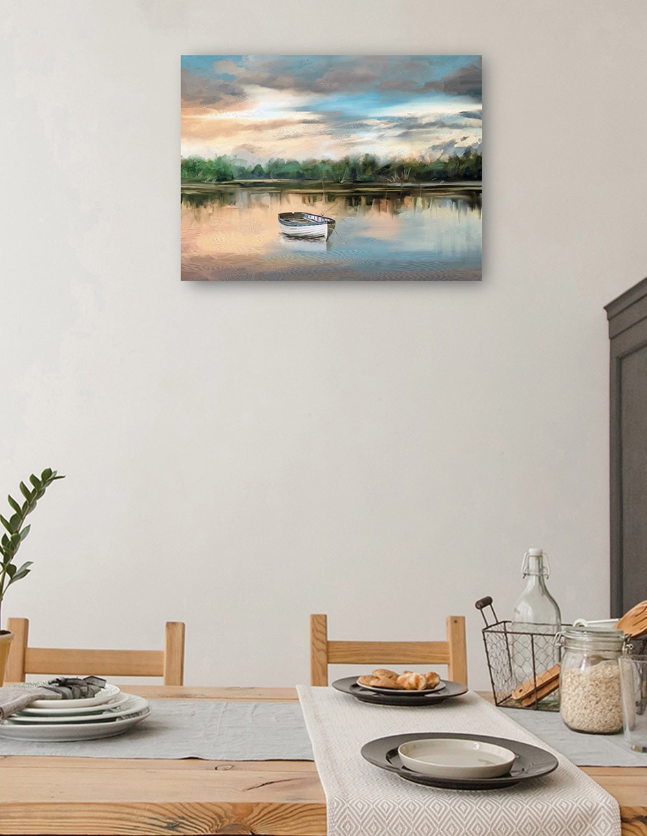 Cuadro decorativo Bote de remos junto al lago técnica mixta Lagos 8