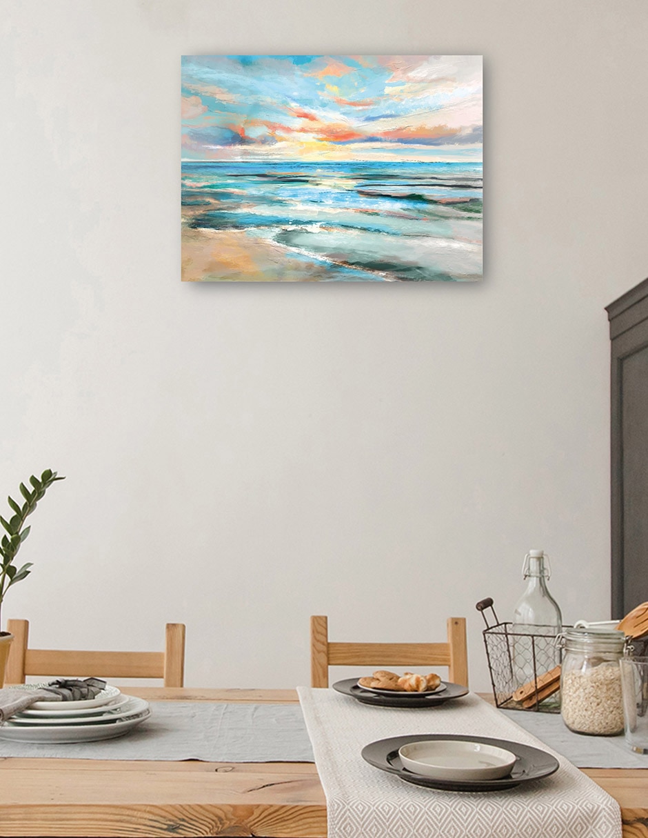 Cuadro decorativo Paraíso pintado técnica mixta Playas 4