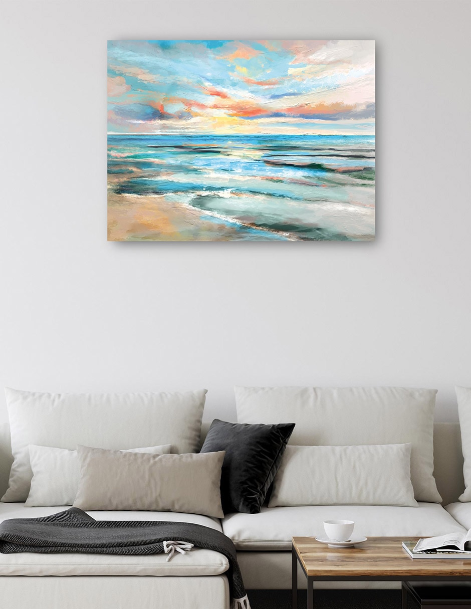 Cuadro decorativo Paraíso pintado técnica mixta Playas 2