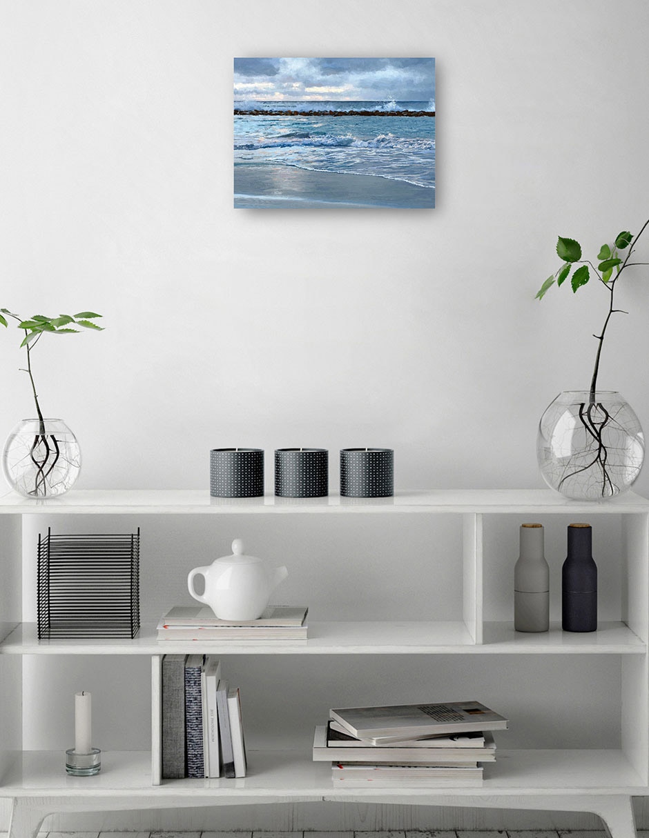 Cuadro decorativo Amanecer Azul técnica mixta Playas 7