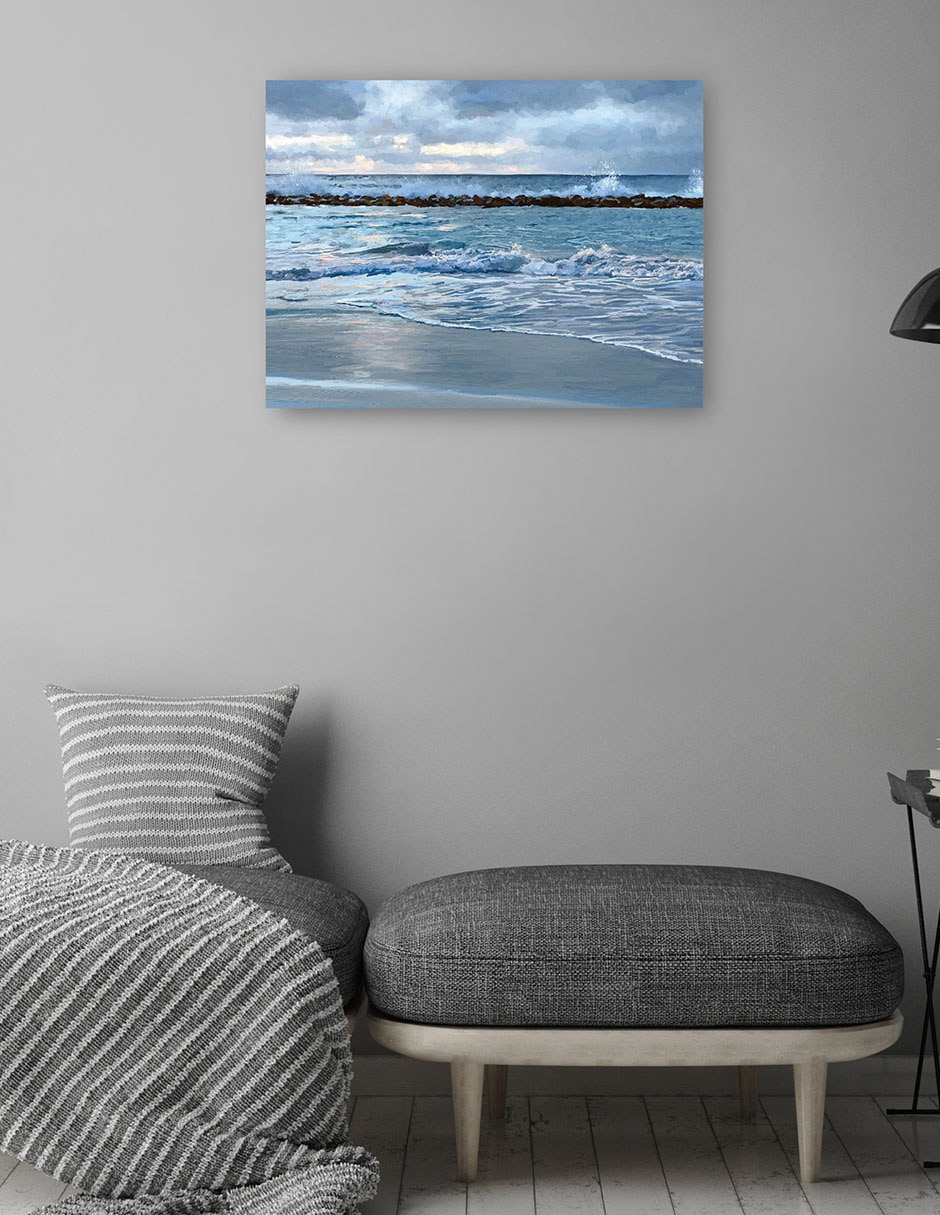 Cuadro decorativo Amanecer Azul técnica mixta Playas 4