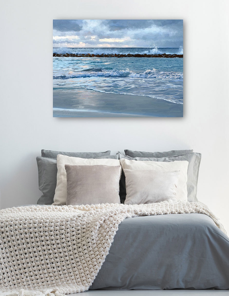 Cuadro decorativo Amanecer Azul técnica mixta Playas 2