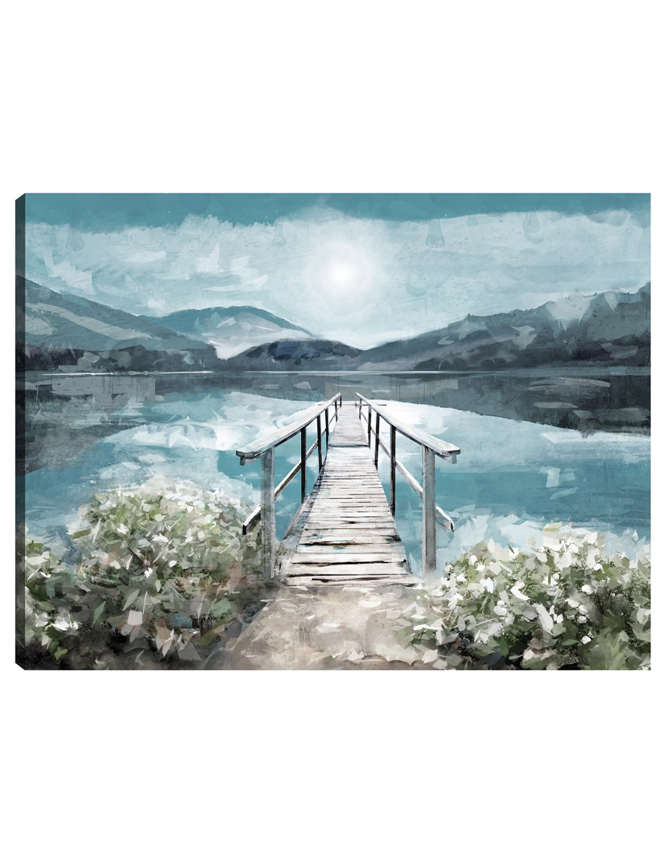 Cuadro decorativo Luz del amanecer junto al lago técnica mixta Lagos
