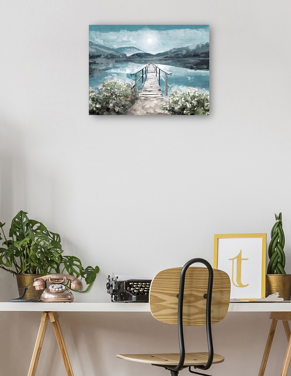 Cuadro decorativo Luz del amanecer junto al lago técnica mixta Lagos 5