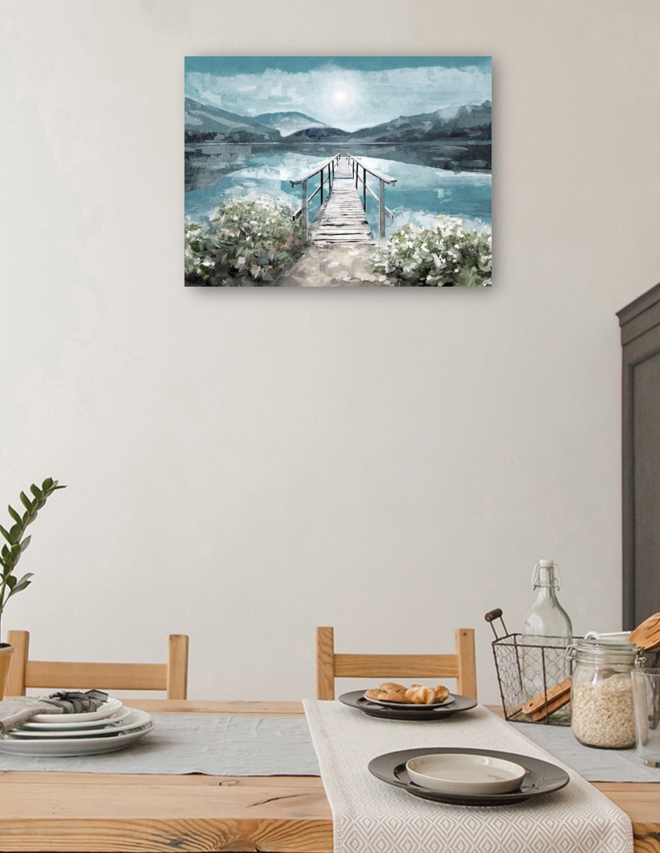 Cuadro decorativo Luz del amanecer junto al lago técnica mixta Lagos 4