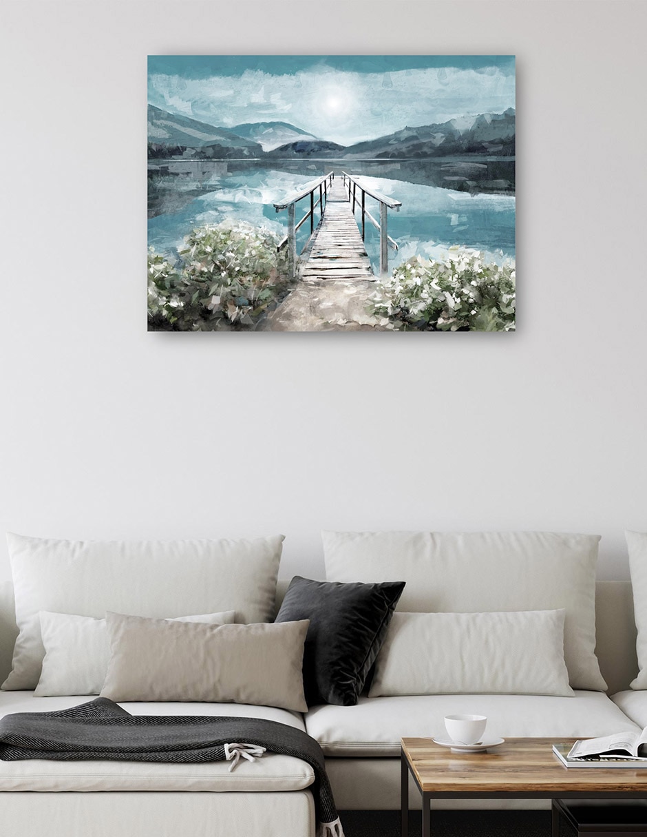 Cuadro decorativo Luz del amanecer junto al lago técnica mixta Lagos 2