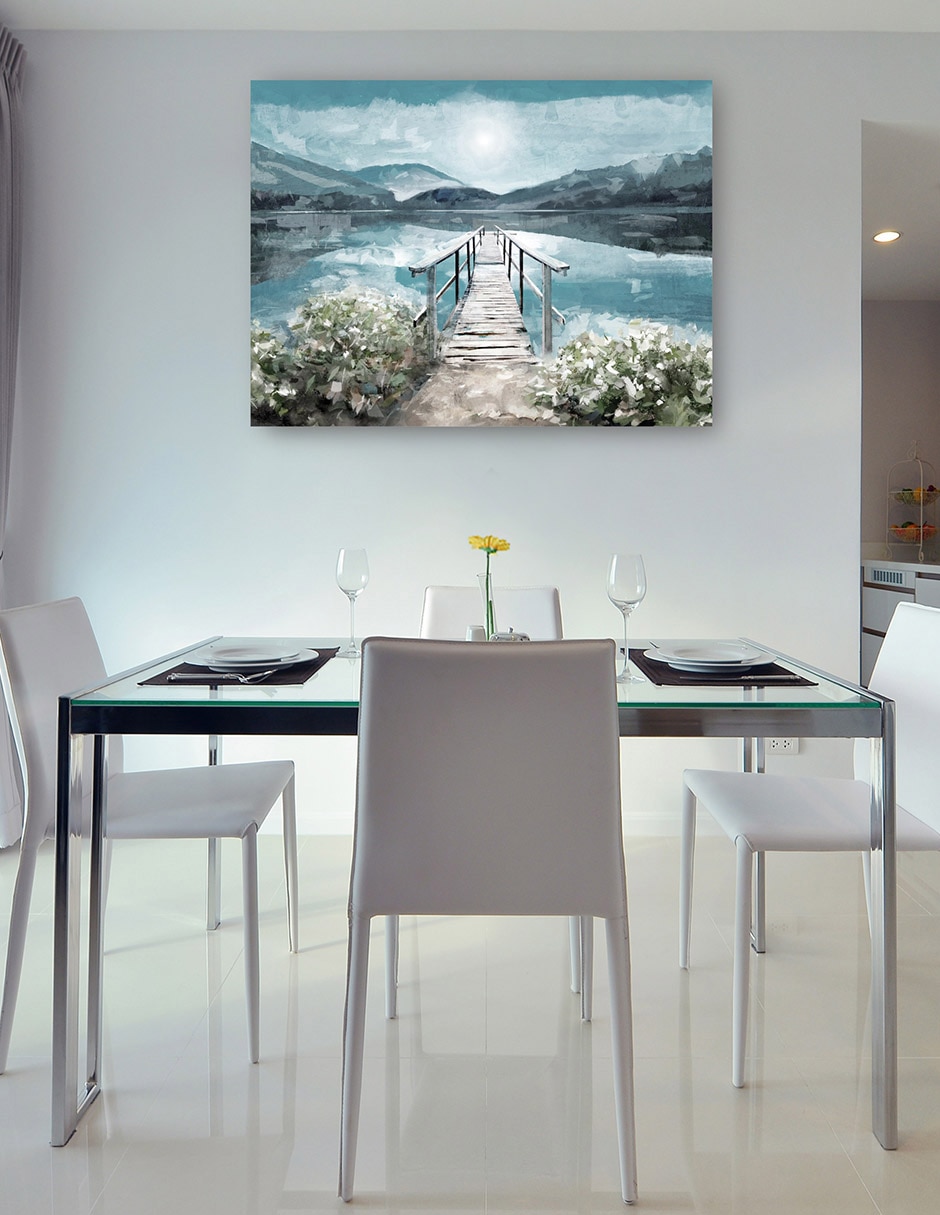 Cuadro decorativo Luz del amanecer junto al lago técnica mixta Lagos 8