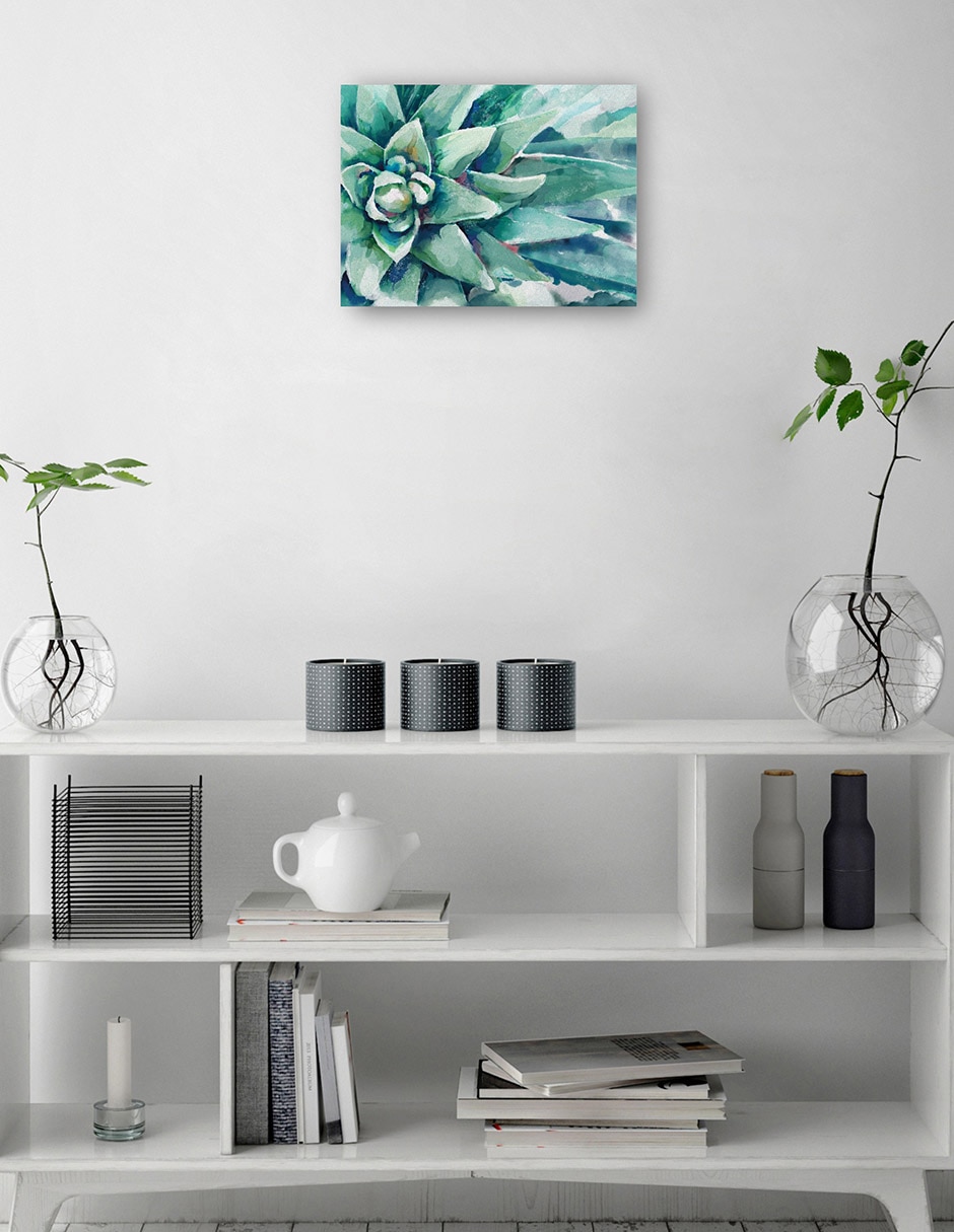 Cuadro decorativo Flor suculenta acuarela técnica mixta Floración 7