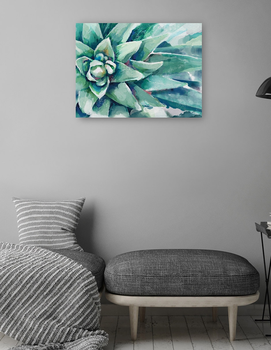 Cuadro decorativo Flor suculenta acuarela técnica mixta Floración 4