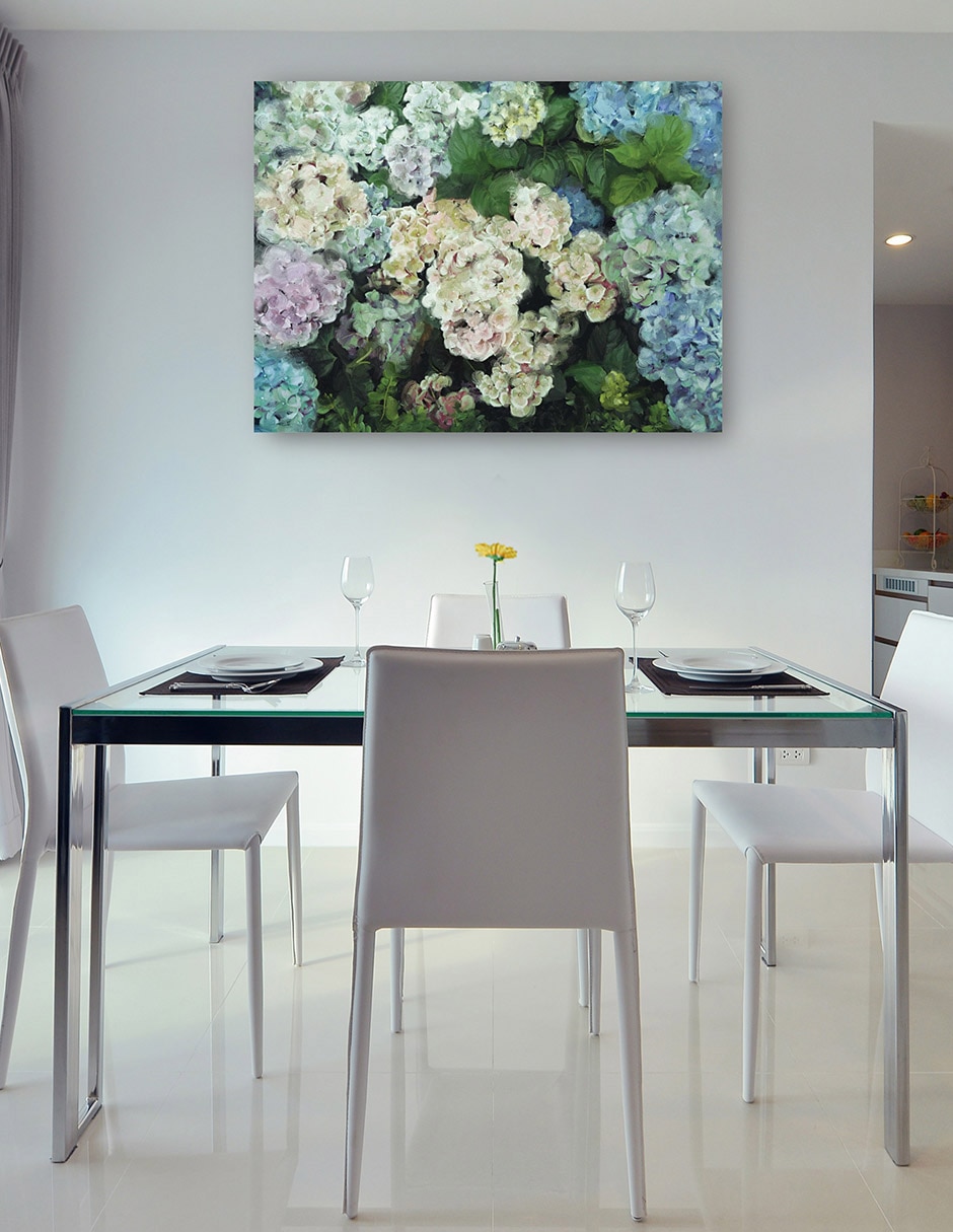 Cuadro decorativo Jardín de hortensias mixta 8