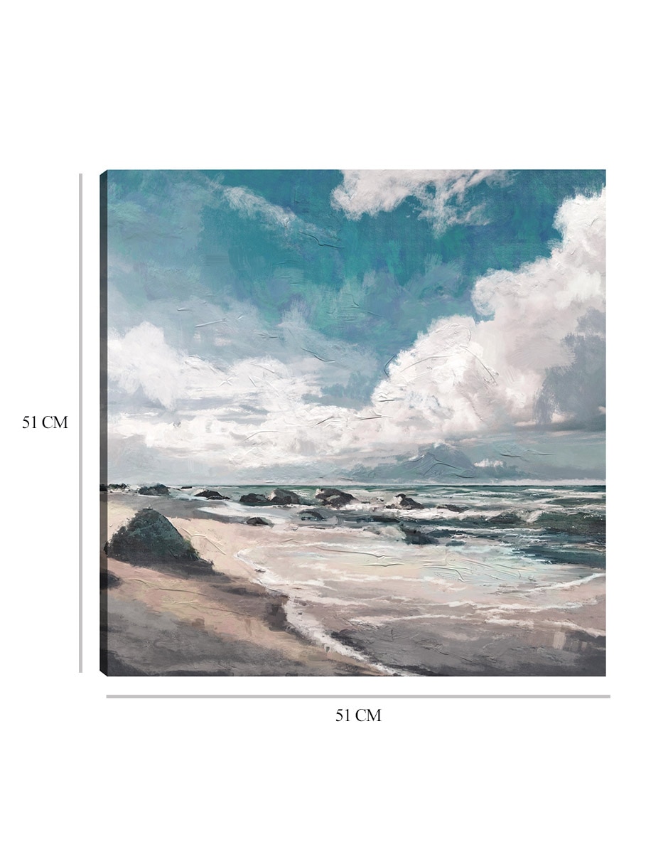 Cuadro decorativo Mar Ondulante - Lienzo 31 X 31 Cm técnica mixta Playas 7