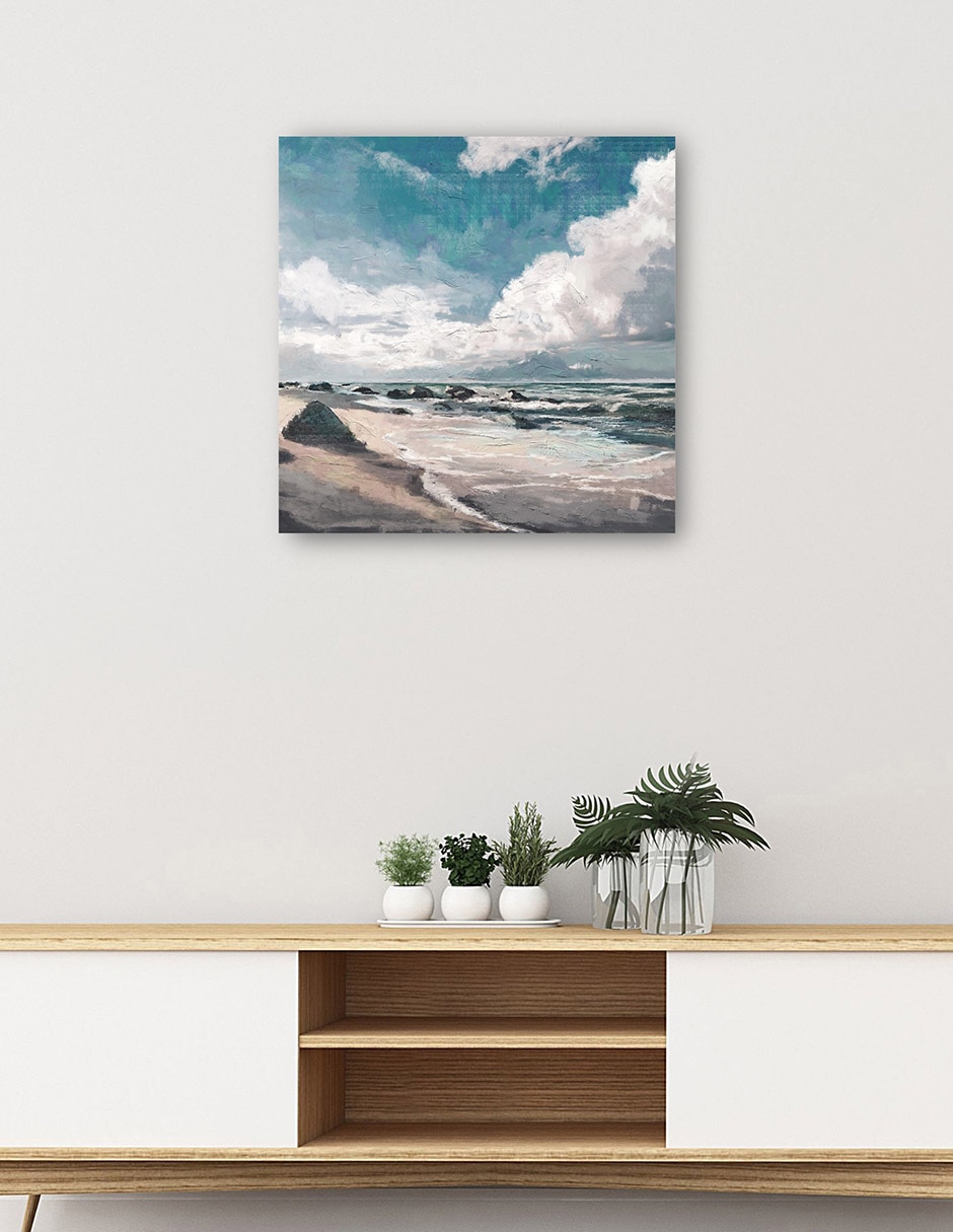 Cuadro decorativo Mar Ondulante - Lienzo 31 X 31 Cm técnica mixta Playas 3