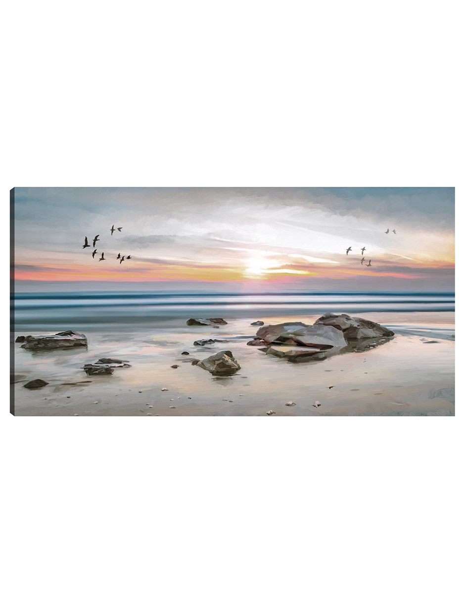Cuadro decorativo Vuelo Al Atardecer - Impresión En Lienzo técnica mixta Playas