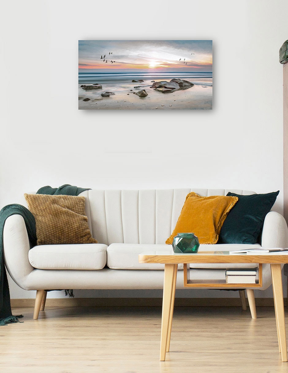 Cuadro decorativo Vuelo Al Atardecer - Impresión En Lienzo técnica mixta Playas 5