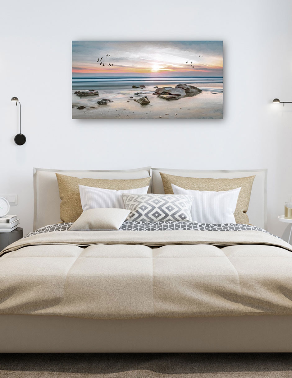 Cuadro decorativo Vuelo Al Atardecer - Impresión En Lienzo técnica mixta Playas 6