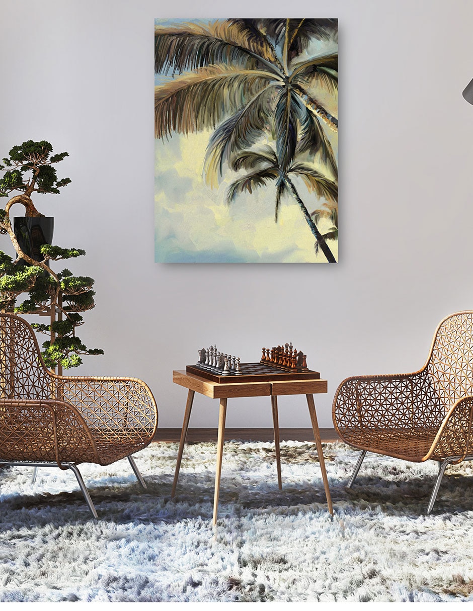 Cuadro decorativo Arrojar Sombra - Impresión En Lienzo técnica mixta Palmeras 7