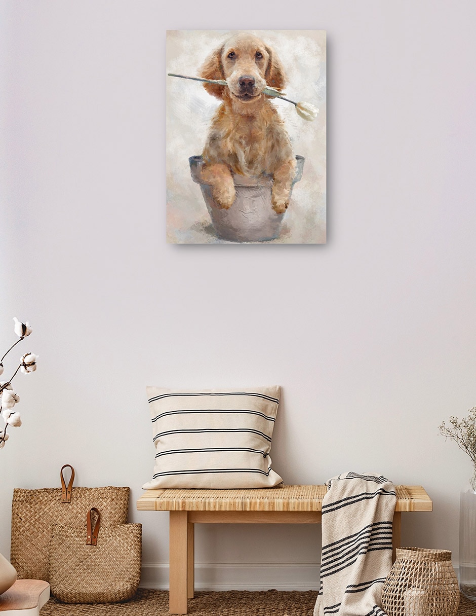 Cuadro decorativo Amigos En Maceta I - Impresión En Lienzo técnica mixta Animales Domésticos 3