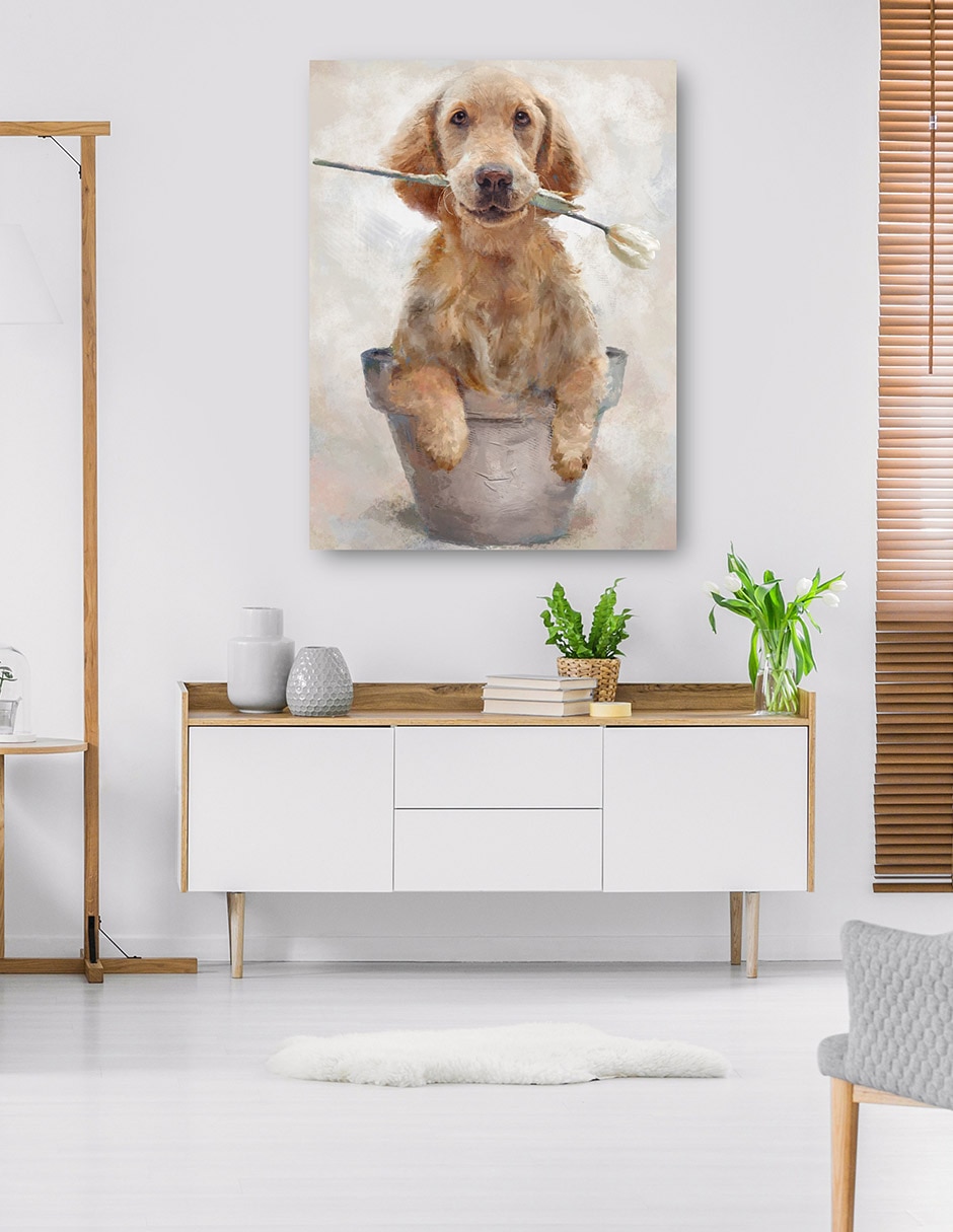 Cuadro decorativo Amigos En Maceta I - Impresión En Lienzo técnica mixta Animales Domésticos 6