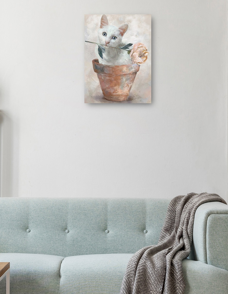 Cuadro decorativo Amigos En Maceta Ii - Impresión En Lienzo técnica mixta Animales Domésticos 2