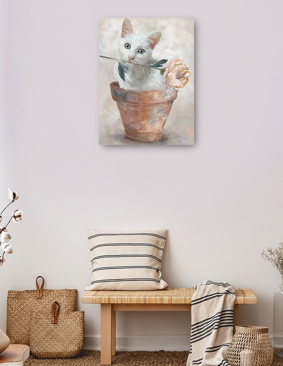 Cuadro decorativo Amigos En Maceta Ii - Impresión En Lienzo técnica mixta Animales Domésticos 3