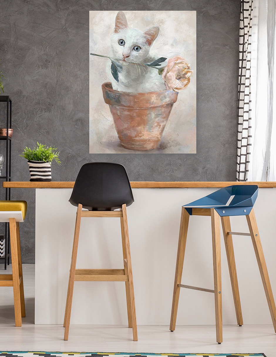 Cuadro decorativo Amigos En Maceta Ii - Impresión En Lienzo técnica mixta Animales Domésticos 5