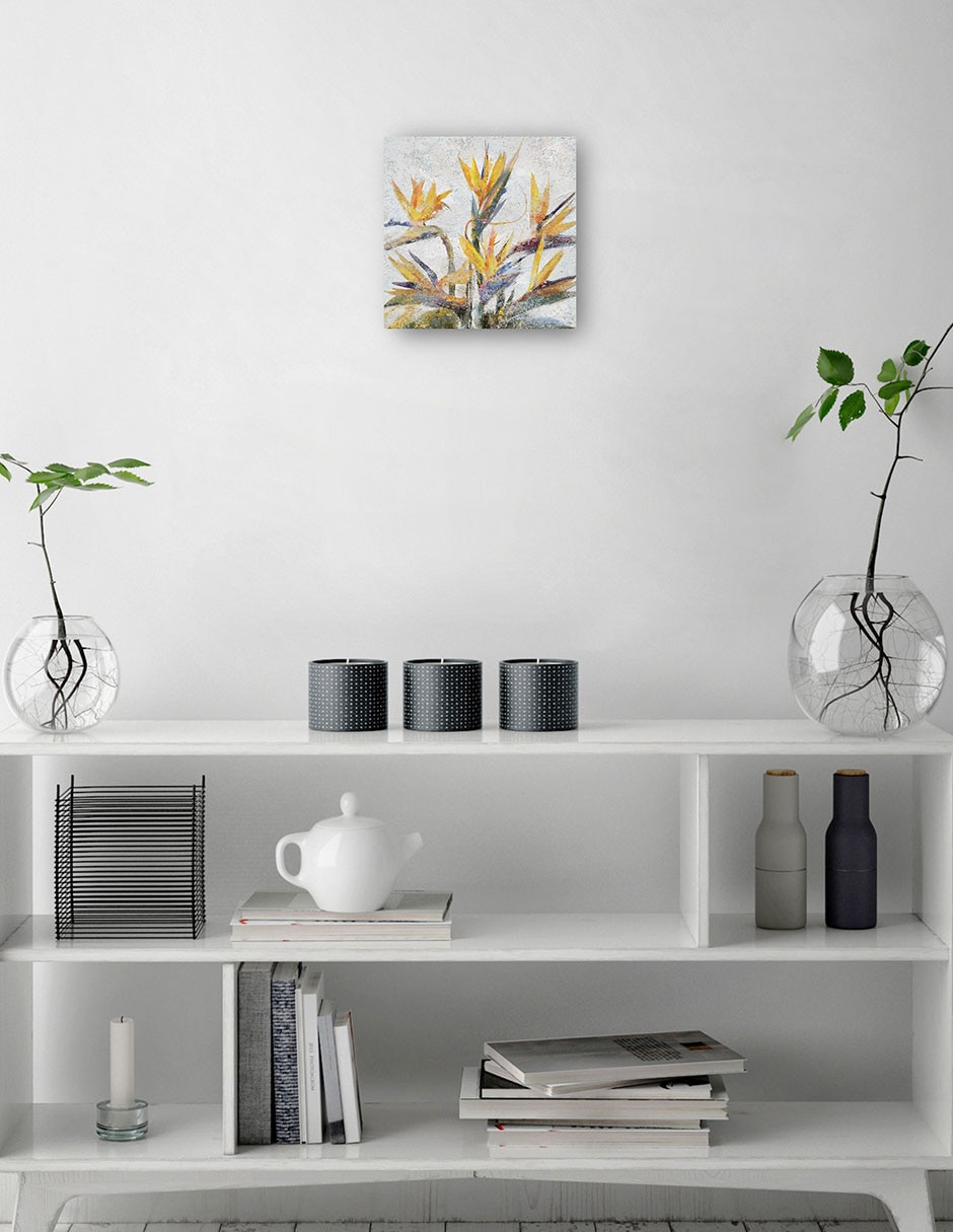 Cuadro decorativo Ave Del Paraíso - Impresión En Lienzo técnica mixta Floración 4