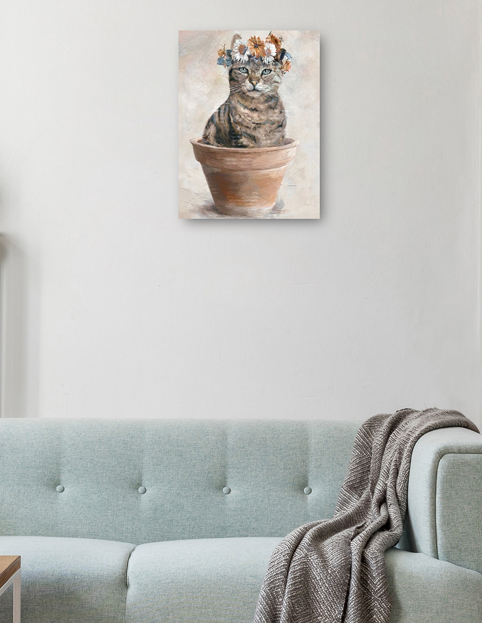 Cuadro decorativo Amigos En Maceta Iv - Impresión En Lienzo técnica mixta Animales Domésticos 2