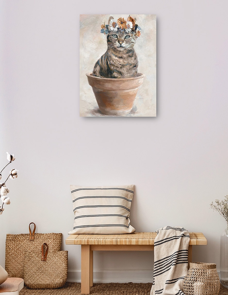 Cuadro decorativo Amigos En Maceta Iv - Impresión En Lienzo técnica mixta Animales Domésticos 3