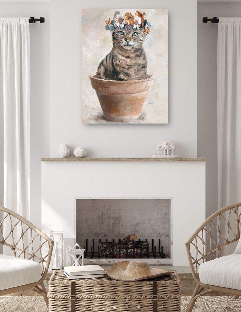 Cuadro decorativo Amigos En Maceta Iv - Impresión En Lienzo técnica mixta Animales Domésticos 4