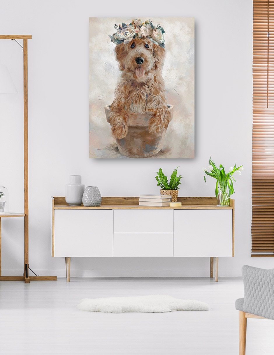 Cuadro decorativo Amigos En Maceta Iii - Impresión En Lienzo técnica mixta Animales Domésticos 6