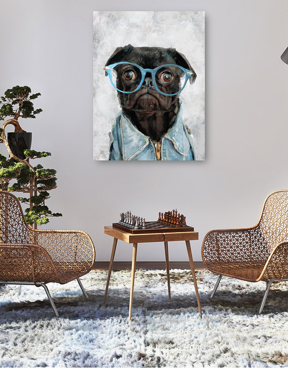 Cuadro decorativo Anteojos I - Impresión En Lienzo técnica mixta Animales Domésticos 5