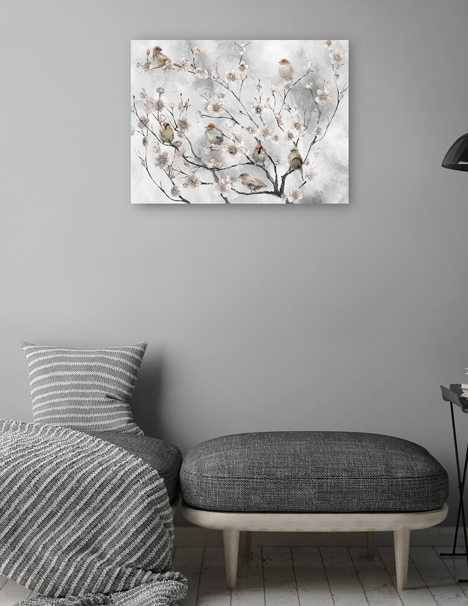 Cuadro decorativo Aves De Flor De Cerezo - Impresión En Lienzo técnica mixta Naturaleza 4
