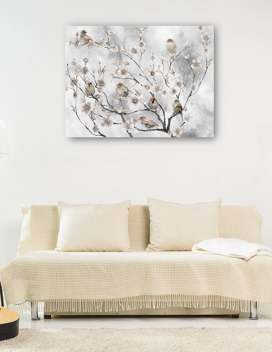 Cuadro decorativo Aves De Flor De Cerezo - Impresión En Lienzo técnica mixta Naturaleza 6