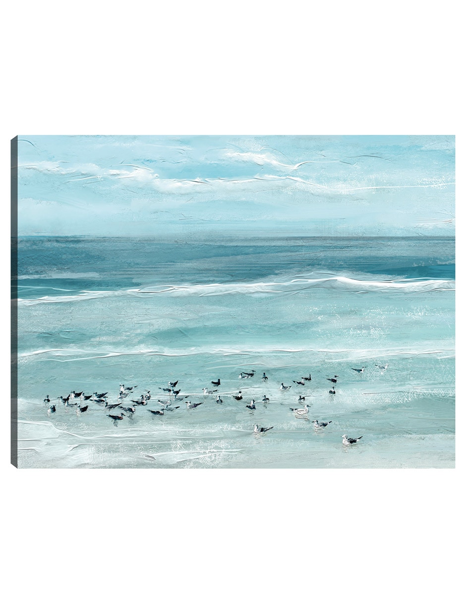 Cuadro decorativo Aves Marinas - Impresión En Lienzo técnica mixta Playas