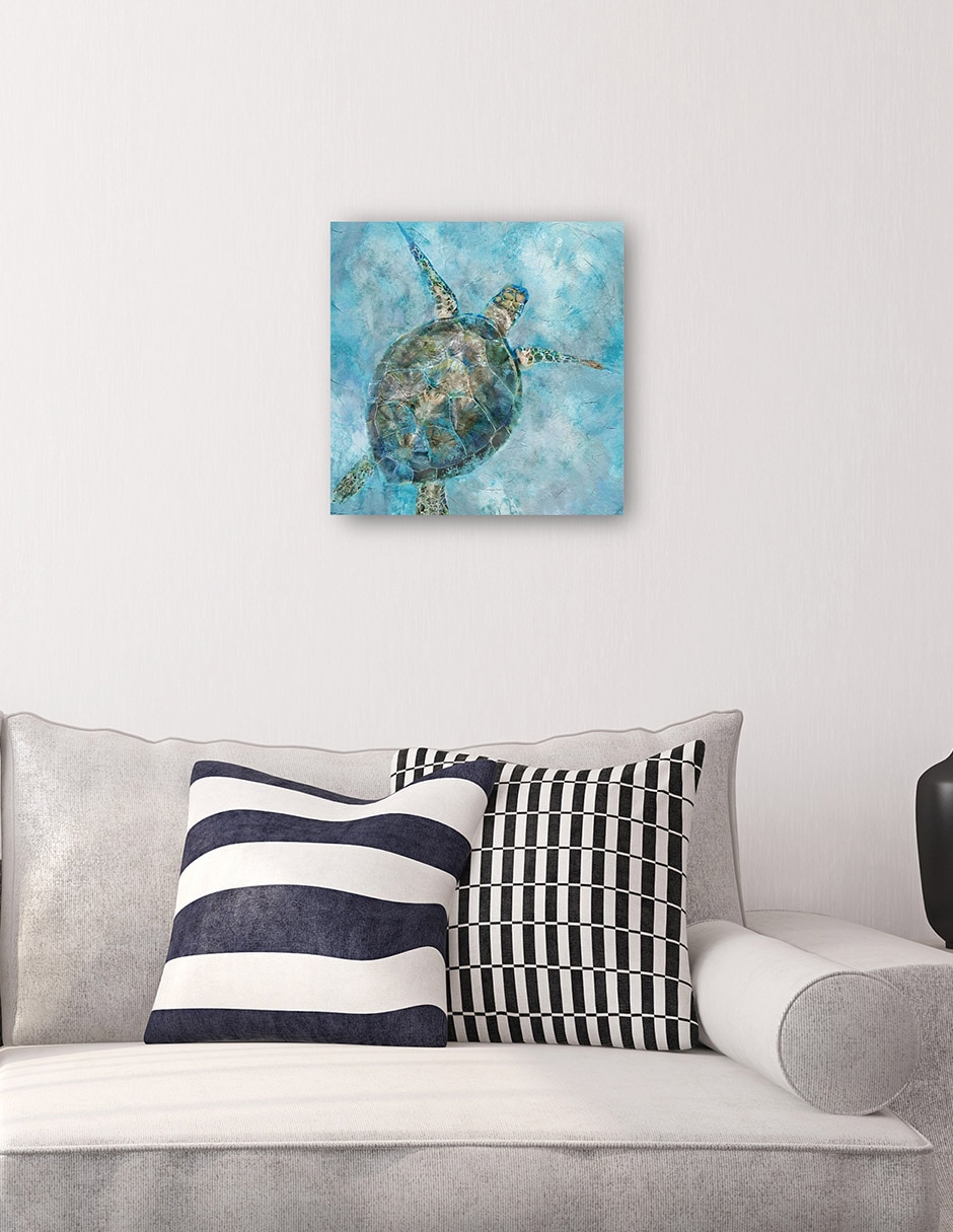 Cuadro decorativo Blues De Tortuga Marina - Impresión En Lienzo técnica mixta Animales Marinos 4