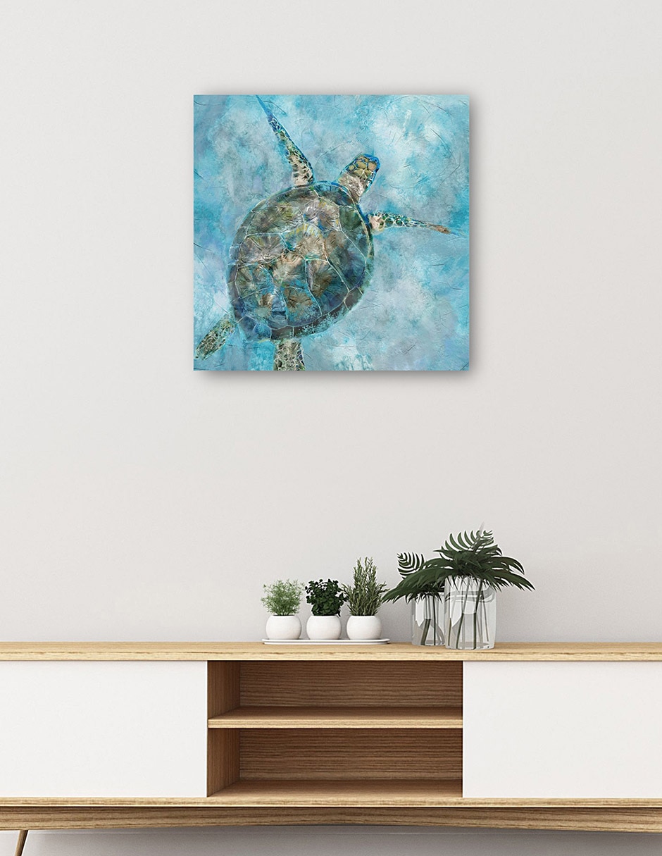 Cuadro decorativo Blues De Tortuga Marina - Impresión En Lienzo técnica mixta Animales Marinos 5