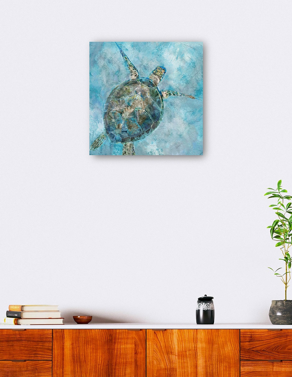Cuadro decorativo Blues De Tortuga Marina - Impresión En Lienzo técnica mixta Animales Marinos 6