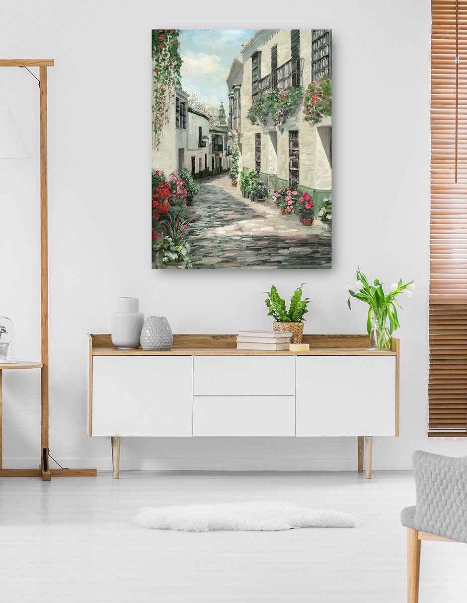 Cuadro decorativo Calle Del Pueblo Ii - Impresión En Lienzo técnica mixta Arquitectura 6