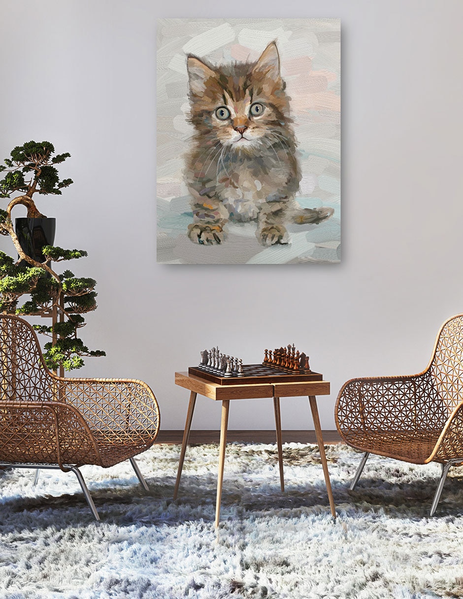 Cuadro decorativo Bonita Gatita Iv - Impresión En Lienzo técnica mixta Animales Domésticos 5
