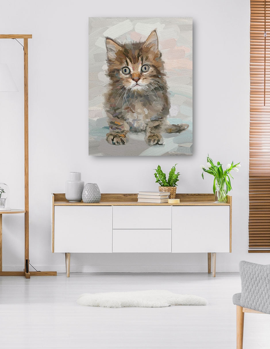 Cuadro decorativo Bonita Gatita Iv - Impresión En Lienzo técnica mixta Animales Domésticos 6