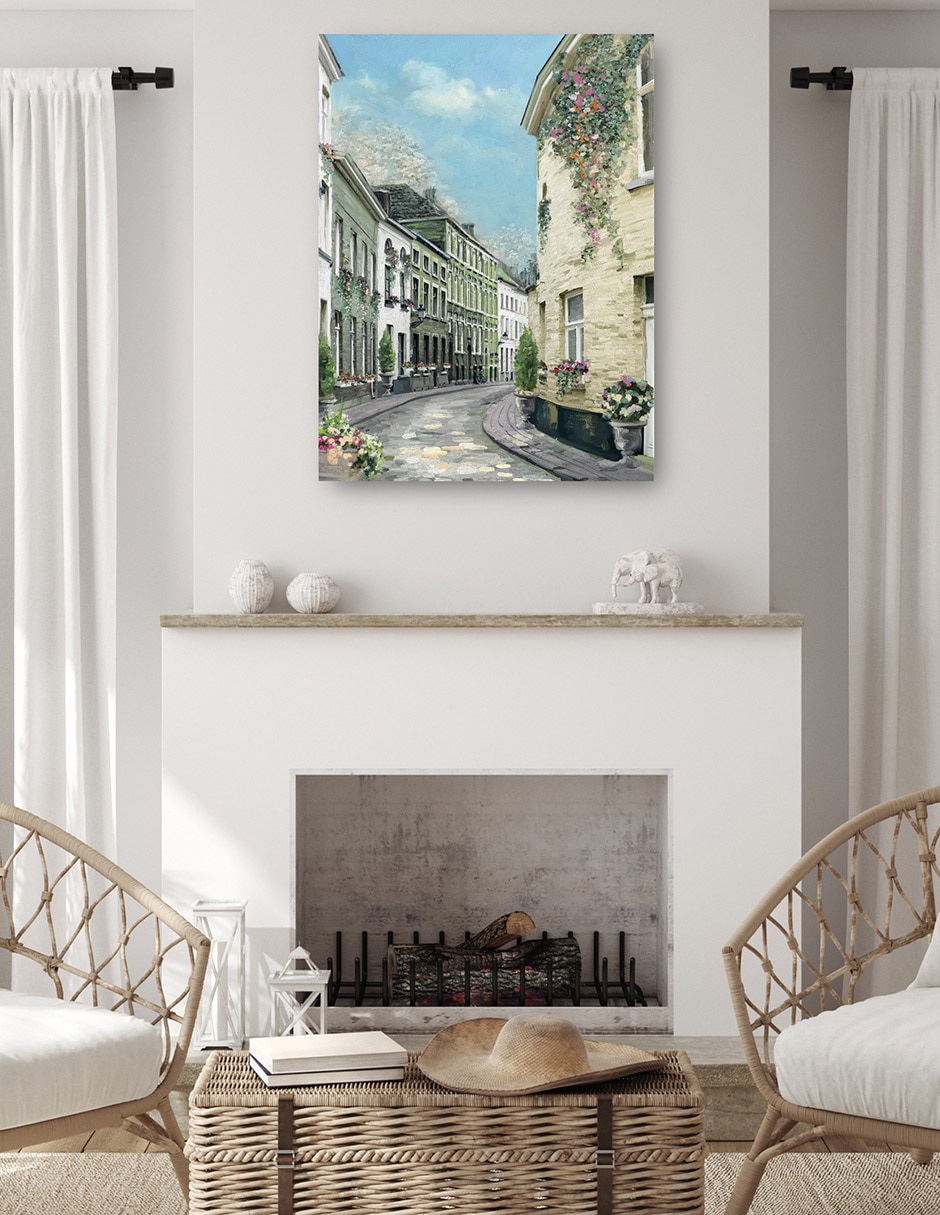 Cuadro decorativo Calle Del Pueblo I - Impresión En Lienzo técnica mixta Arquitectura 4
