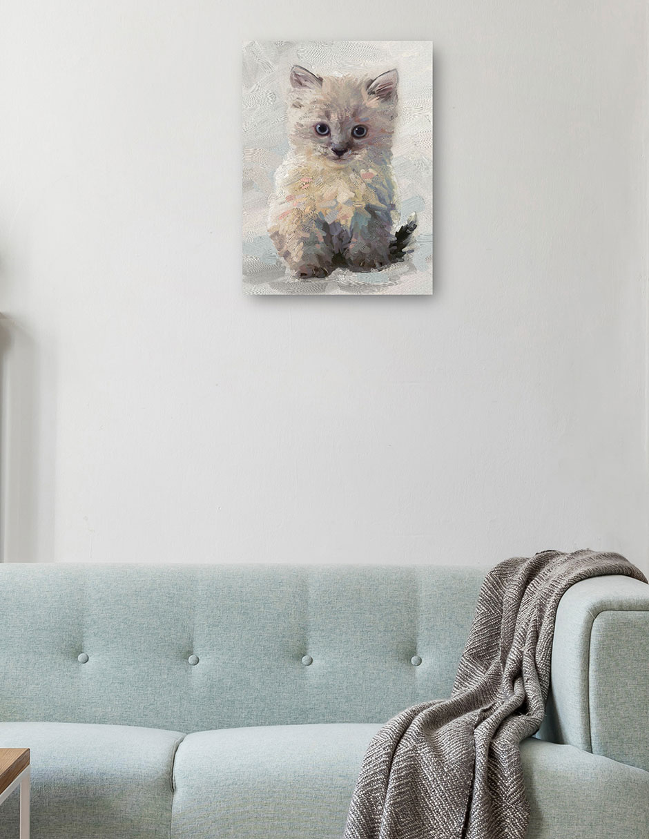 Cuadro decorativo Bonita Gatita I - Impresión En Lienzo técnica mixta Animales Domésticos 2