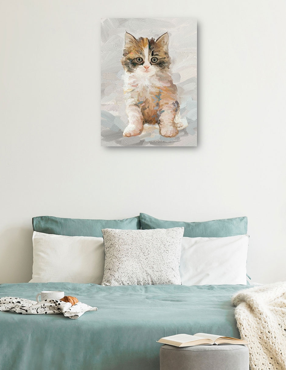 Cuadro decorativo Bonita Gatita Ii - Impresión En Lienzo técnica mixta Animales Domésticos 3